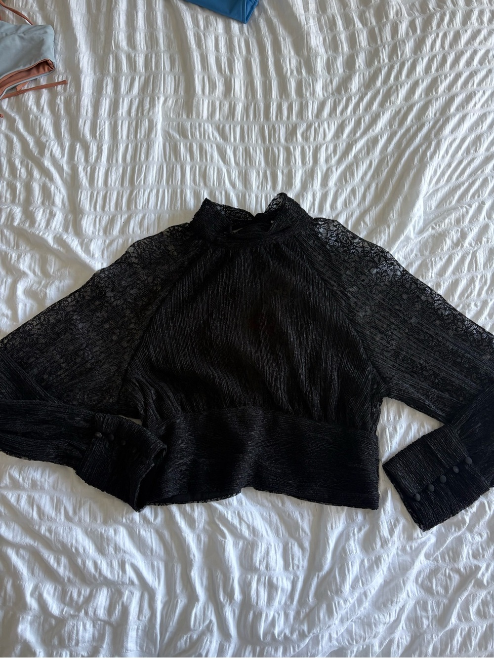 Zara Black Lace High-Neck Blouse